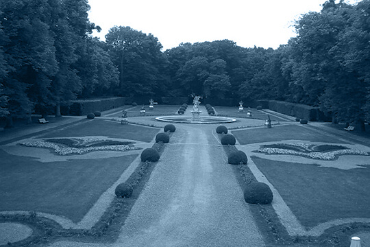 Here are several images that show the grand interior and the surrounding park of Schloss Fürstenried.